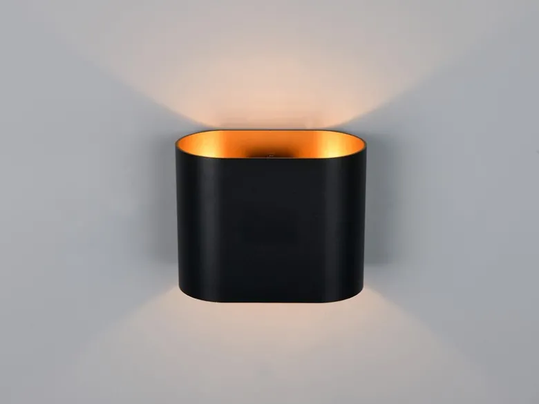 LED Wandleuchte mit Up & Down Lichteffekt, Schwarz Gold, Breite 15cm