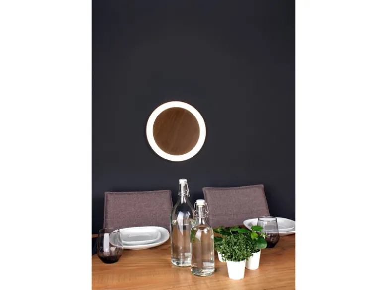 LED Wandleuchte MOON für Wand & Decke Holzoptik 3 Stufen dimmbar, Ø 30cm