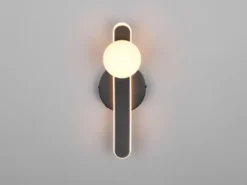 LED Wandleuchte NAPOLI Schwarz mit Schalter & Glaskugel Weiß, Höhe 34,5cm