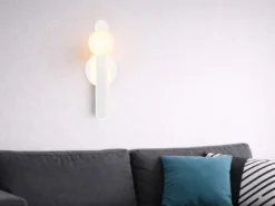 LED Wandleuchte NAPOLI Weiß mit Schalter & Glaskugel, Höhe 34,5cm