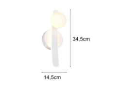 LED Wandleuchte NAPOLI Weiß mit Schalter & Glaskugel, Höhe 34,5cm