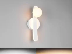LED Wandleuchte NAPOLI Weiß mit Schalter & Glaskugel, Höhe 34,5cm