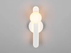 LED Wandleuchte NAPOLI Weiß mit Schalter & Glaskugel, Höhe 34,5cm