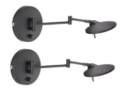 LED Wandleuchten 2er SET Schwarz verstellbar stufenlos dimmbar - 55cm
