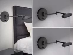 LED Wandleuchten 2er SET Schwarz verstellbar stufenlos dimmbar - 55cm
