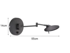LED Wandleuchten 2er SET Schwarz verstellbar stufenlos dimmbar - 55cm