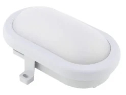 LED Wandleuchte oval grau mit HF Bewegungsmelder, Außenleuchte Kellerlampe