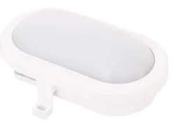 LED Wandleuchte oval weiß mit HF Bewegungsmelder, Außenleuchte Kellerlampe