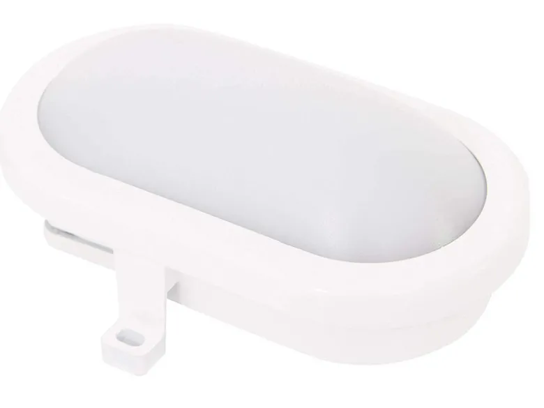 LED Wandleuchte oval weiß mit HF Bewegungsmelder, Außenleuchte Kellerlampe