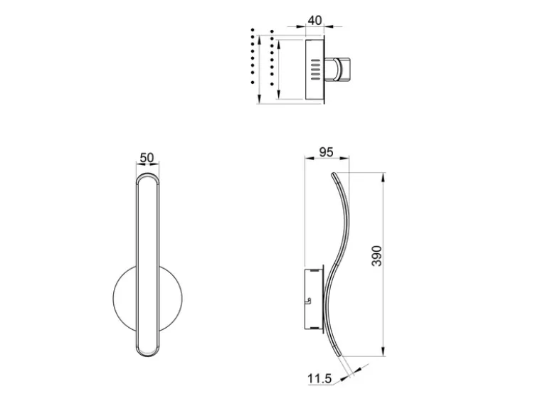 LED Wandleuchte PARMA Metall Weiß matt 3 Stufen Dimmer, Höhe 39cm