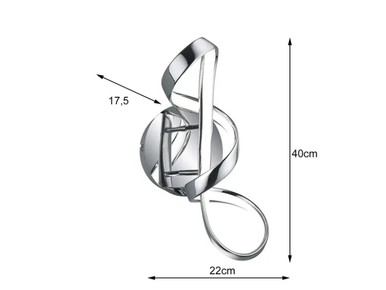 LED Wandleuchte PERUGIA Metall Chrom/Weiß 3 Stufen Dimmer, Höhe 40cm