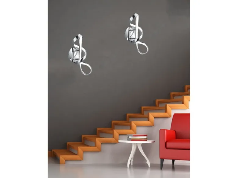 LED Wandleuchte PERUGIA Metall Chrom/Weiß 3 Stufen Dimmer, Höhe 40cm