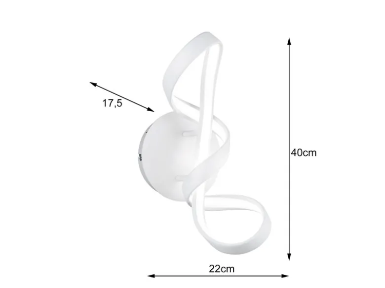 LED Wandleuchte PERUGIA Metall Weiß matt 3 Stufen Dimmer, Höhe 40cm