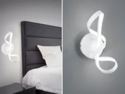 LED Wandleuchte PERUGIA Metall Weiß matt 3 Stufen Dimmer, Höhe 40cm
