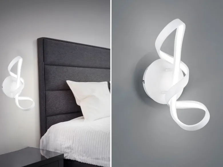 LED Wandleuchte PERUGIA Metall Weiß matt 3 Stufen Dimmer, Höhe 40cm