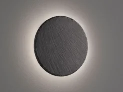 LED Wandleuchte RAVEN aus Naturschiefer flach & rund für Innen, Ø 20cm