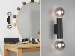LED Wandleuchte Schwarz dimmbar 2 Flammig, Up and Down Light, Höhe 18cm