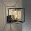 LED Wandleuchte Schwarz Gold dimmbar über Schalter, Quadrat 23cm