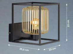 LED Wandleuchte Schwarz Gold dimmbar über Schalter, Quadrat 23cm