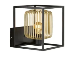 LED Wandleuchte Schwarz Gold dimmbar über Schalter, Quadrat 23cm