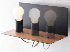 LED Wandleuchte Schwarz mit USB Ladefunktion & Ablage - Glühbirne verstellbar
