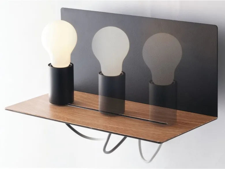 LED Wandleuchte Schwarz mit USB Ladefunktion & Ablage - Glühbirne verstellbar