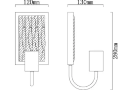LED Wandleuchte Seillampe mit Korbgeflecht Metall Schwarz, Höhe 28cm
