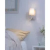 LED Wandleuchte Silber mit schwenkbarem Leselicht & Stoffschirm Weiß, Höhe 31cm