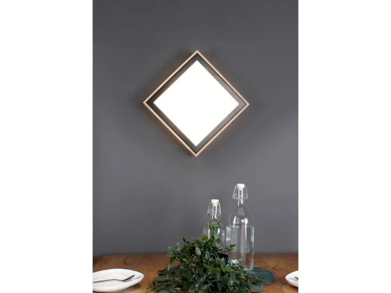 LED Wandleuchte SOLSTAR für Wand & Decke Holzdesign, Quadrat 28x28cm