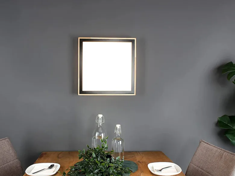 LED Wandleuchte SOLSTAR für Wand & Decke Holzdesign, Quadrat 28x28cm