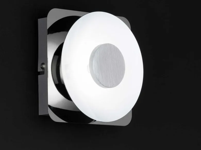 LED Wandleuchte SPACE Silber Chrom mit Glas, Höhe 14cm