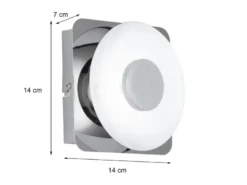 LED Wandleuchte SPACE Silber Chrom mit Glas, Höhe 14cm