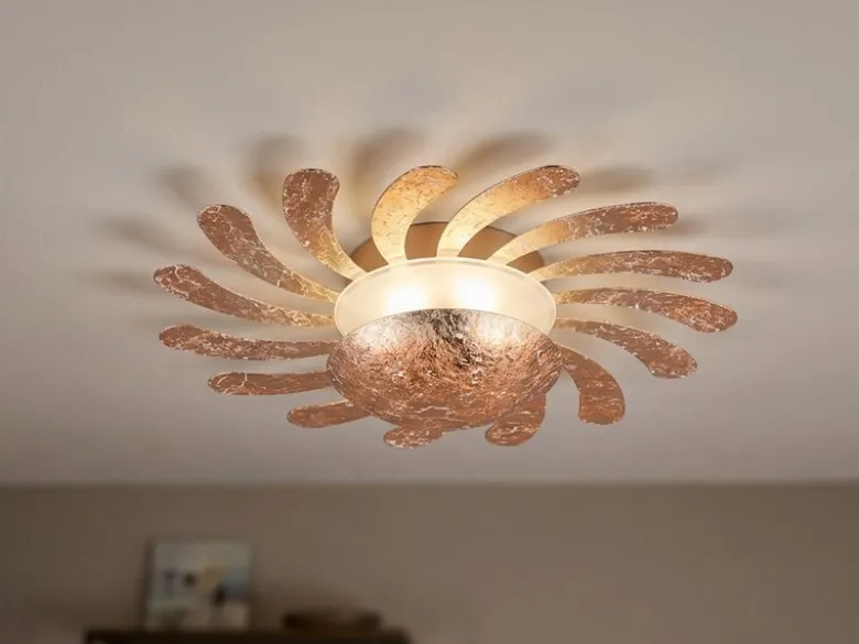 LED Wandleuchte SUN, Metall Gold foliert, indirekte Beleuchtung Ø 40cm