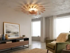 LED Wandleuchte SUN, Metall Gold foliert, indirekte Beleuchtung Ø 40cm