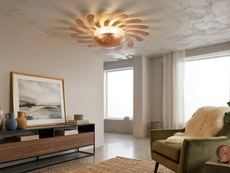 LED Wandleuchte SUN, Metall Gold foliert, indirekte Beleuchtung Ø 40cm