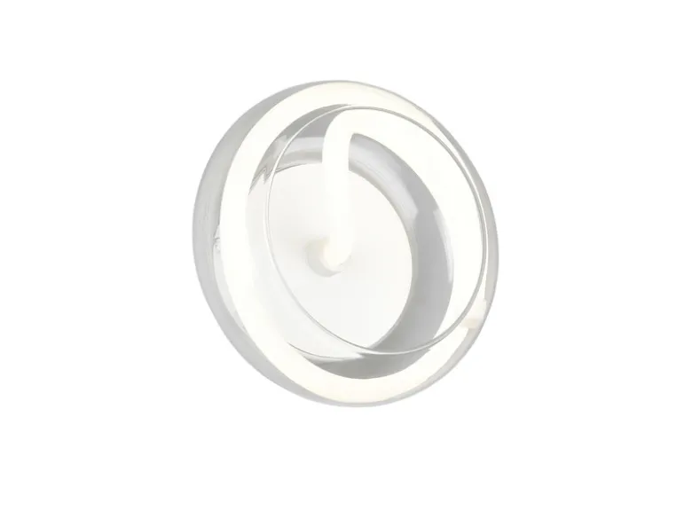 LED Wandleuchte TARSIA dimmbar aus Metall in Weiß & Glas, rund Ø 21,5cm
