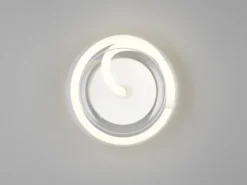 LED Wandleuchte TARSIA dimmbar aus Metall in Weiß & Glas, rund Ø 21,5cm