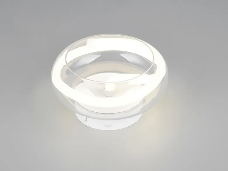 LED Wandleuchte TARSIA dimmbar aus Metall in Weiß & Glas, rund Ø 21,5cm