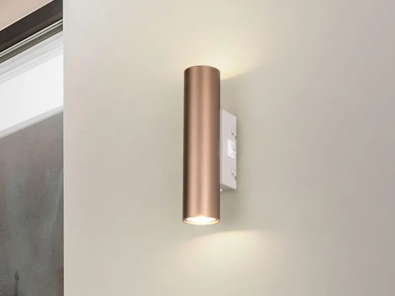 LED Wandleuchte Up and Down Coffee / Grau mit Schalter, Höhe 18cm