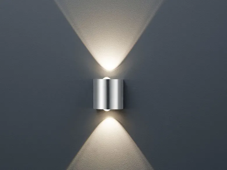 LED-Wandleuchte WALES mit Up & Down Effekt, Silber matt, Höhe 9cm