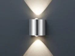 LED-Wandleuchte WALES mit Up & Down Effekt, Silber matt, Höhe 9cm