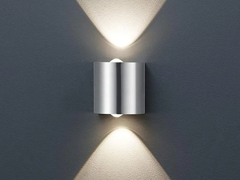 LED-Wandleuchte WALES mit Up & Down Effekt, Silber matt, Höhe 9cm