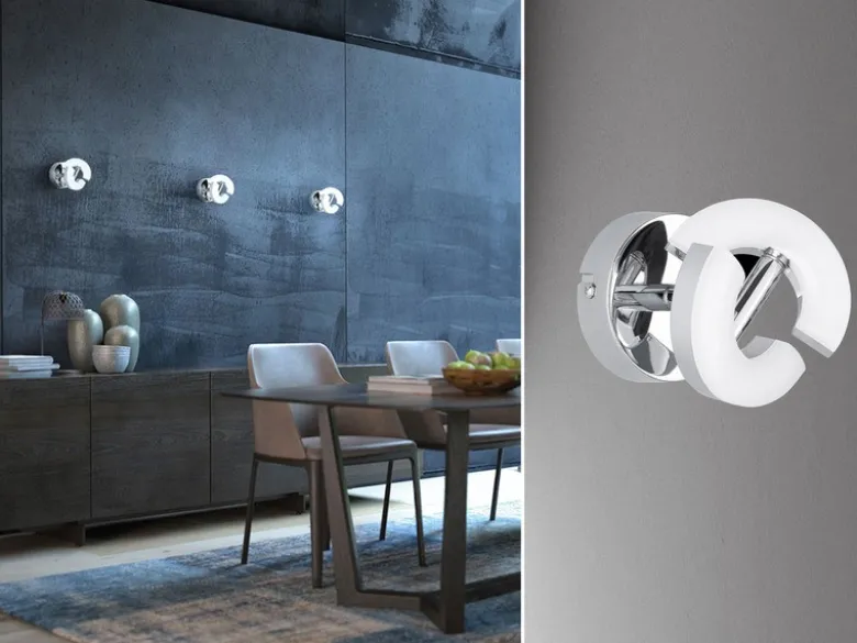 LED Wandspot DONUT Chrom, Spot drehbar, Breite 9cm