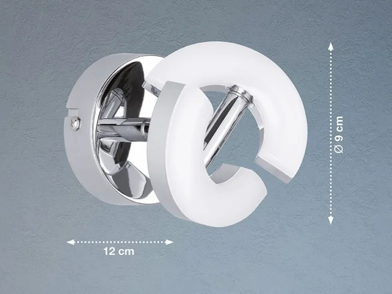 LED Wandspot DONUT Chrom, Spot drehbar, Breite 9cm
