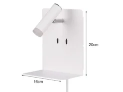 LED Wandspot ELEMENT Weiß mit Schalter, Stecker, USB Ladefunktion, Breite 16cm