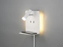 LED Wandspot ELEMENT Weiß mit Schalter, Stecker, USB Ladefunktion, Breite 16cm