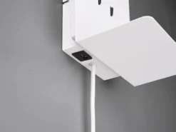 LED Wandspot ELEMENT Weiß mit Schalter, Stecker, USB Ladefunktion, Breite 16cm
