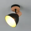 LED Wandstrahler aus Metall in Schwarz/Gold & Holzoptik, Höhe 19cm