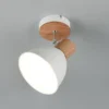 LED Wandstrahler aus Metall in Weiß & Holzoptik, Höhe 19cm