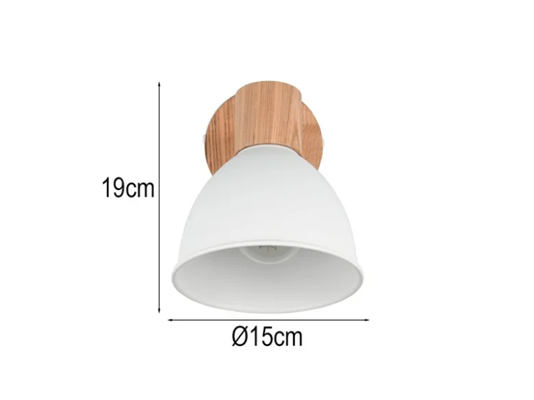 LED Wandstrahler aus Metall in Weiß & Holzoptik, Höhe 19cm
